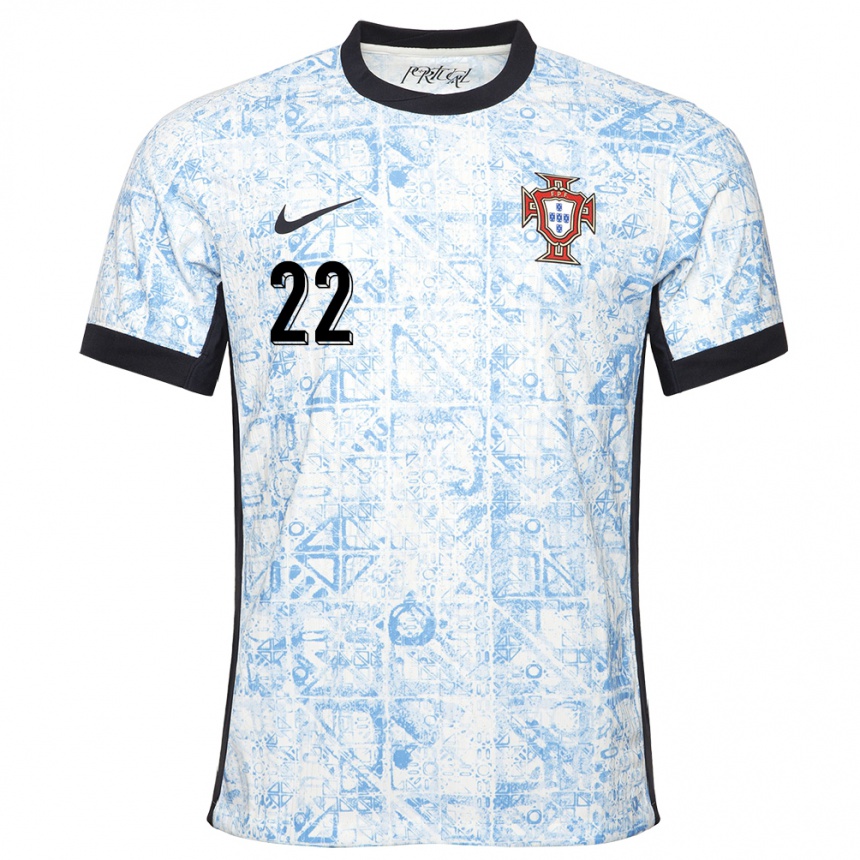 Women Football Portugal Rute Costa #22 Cream Blue Away Jersey 24-26 T-Shirt Za