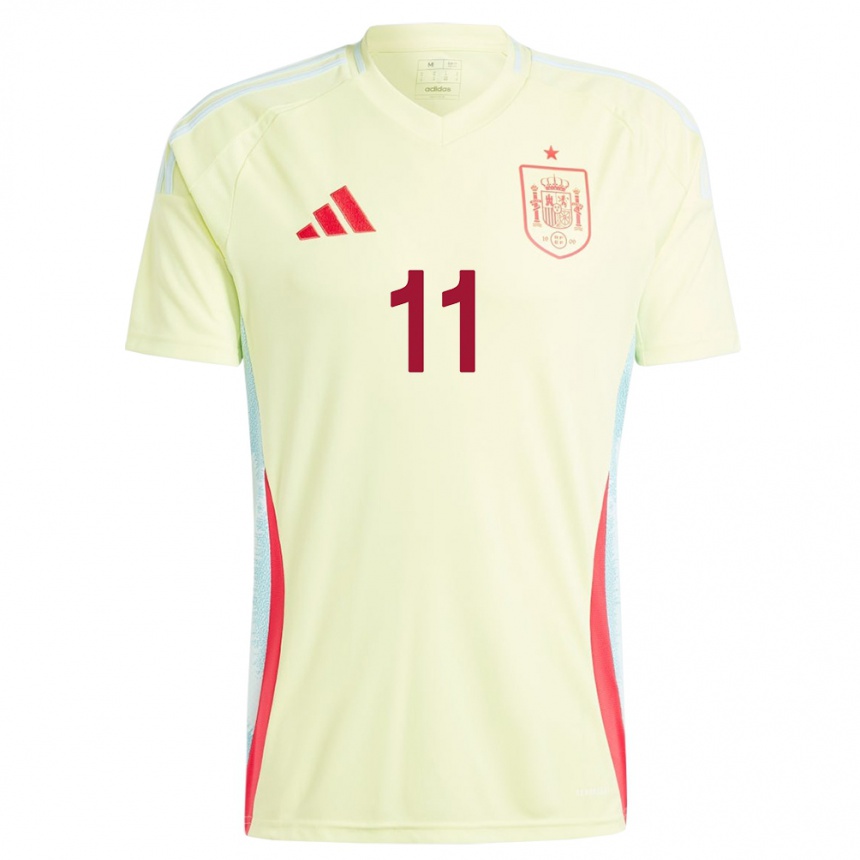 Women Football Spain Salma Paralluelo #11 Yellow Away Jersey 24-26 T-Shirt Za