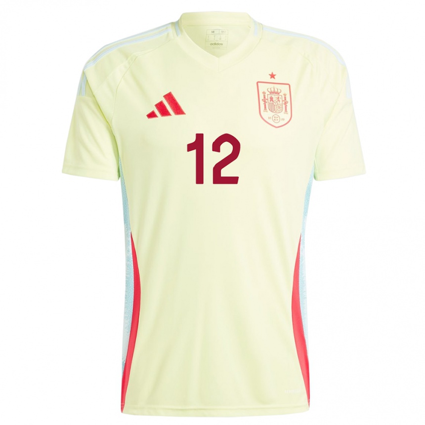 Women Football Spain Ansu Fati #12 Yellow Away Jersey 24-26 T-Shirt Za