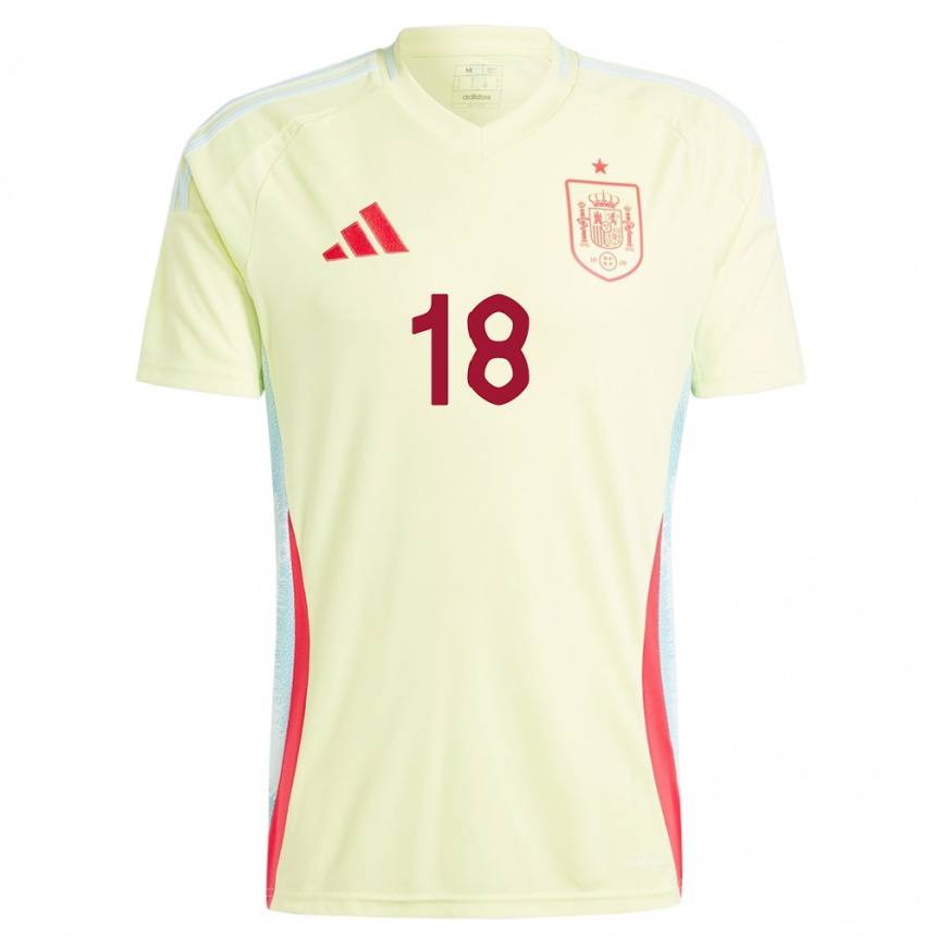 Women Football Spain Aitana Bonmati #18 Yellow Away Jersey 24-26 T-Shirt Za