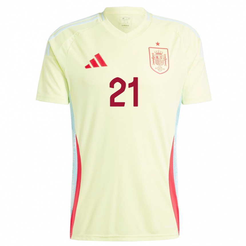 Women Football Spain Claudia Zornoza #21 Yellow Away Jersey 24-26 T-Shirt Za