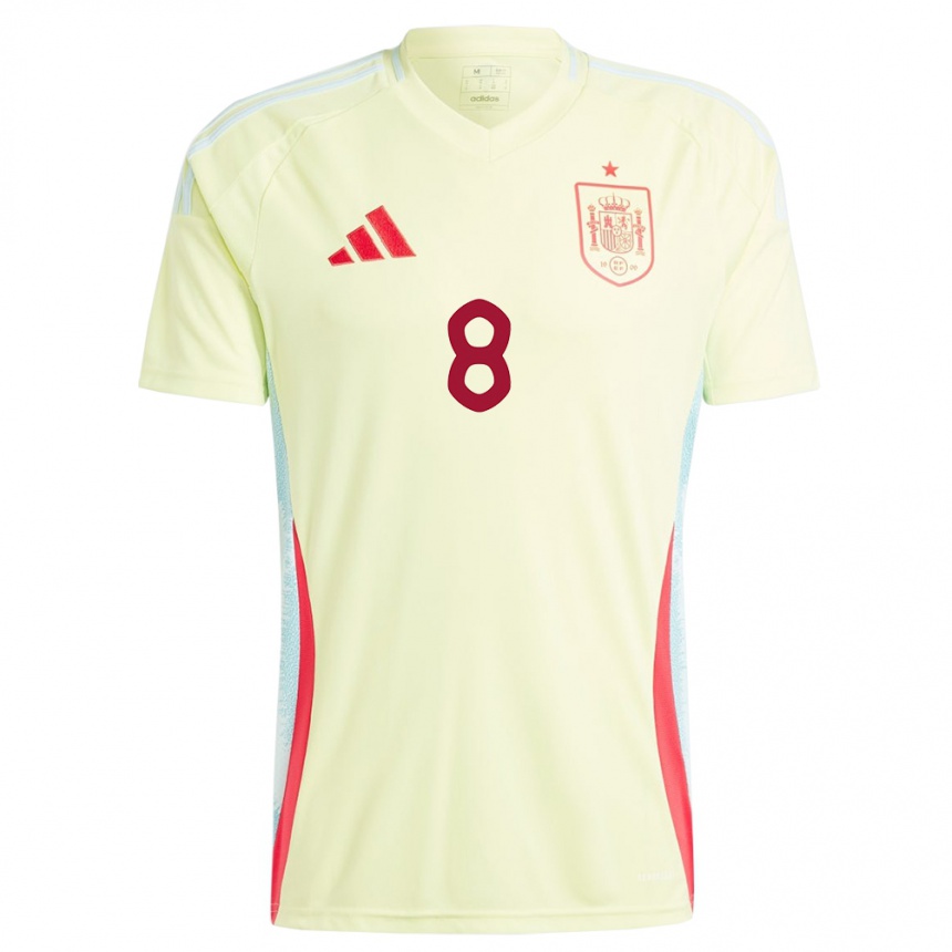 Women Football Spain Dani Perez #8 Yellow Away Jersey 24-26 T-Shirt Za