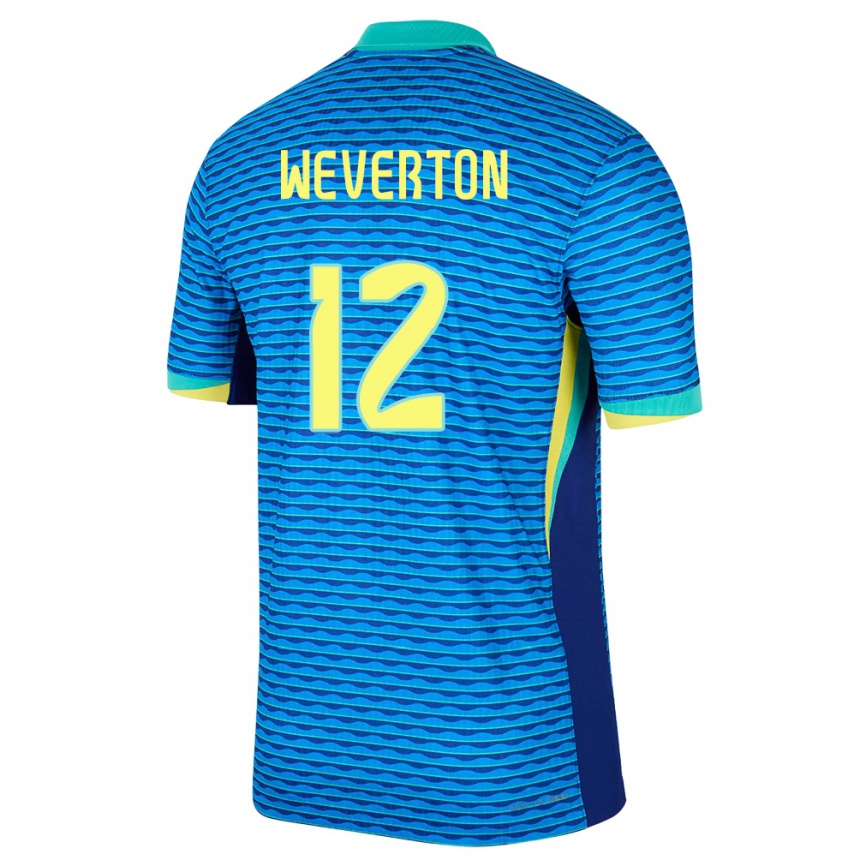 Women Football Brazil Weverton #12 Blue Away Jersey 24-26 T-Shirt Za