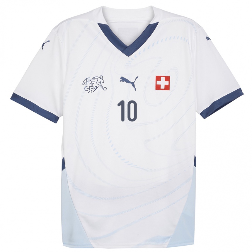 Women Football Switzerland Mile Vukelic #10 White Away Jersey 24-26 T-Shirt Za