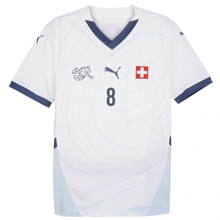 Women Football Switzerland Sandy Maendly #8 White Away Jersey 24-26 T-Shirt Za