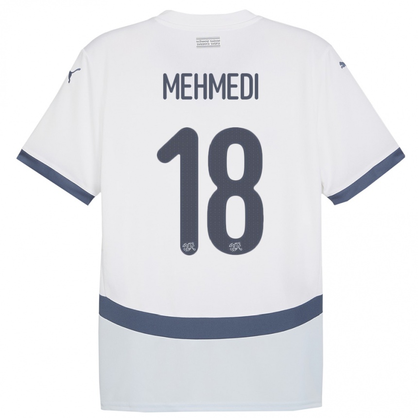 Women Football Switzerland Admir Mehmedi #18 White Away Jersey 24-26 T-Shirt Za