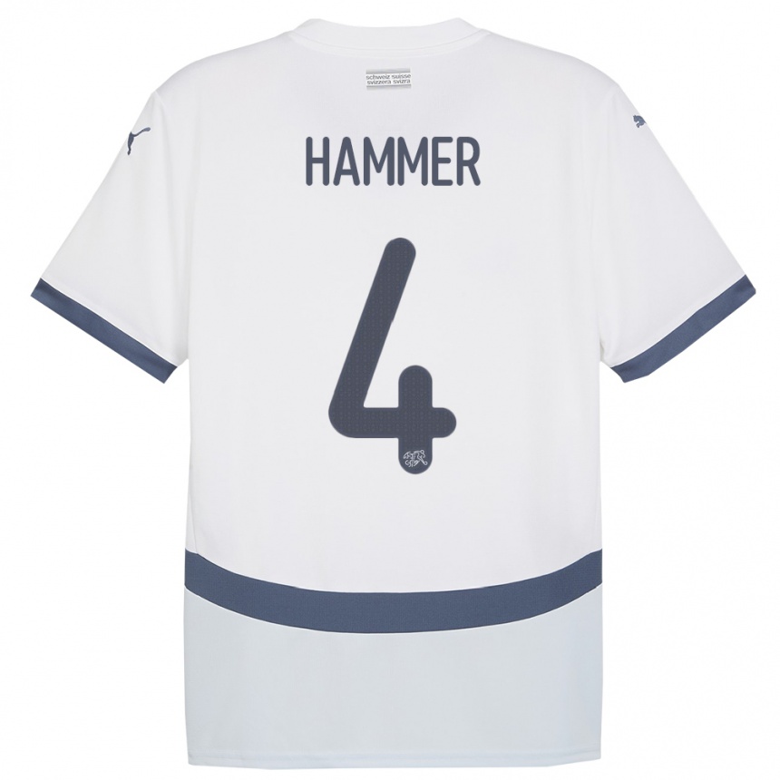 Women Football Switzerland Pascal Hammer #4 White Away Jersey 24-26 T-Shirt Za