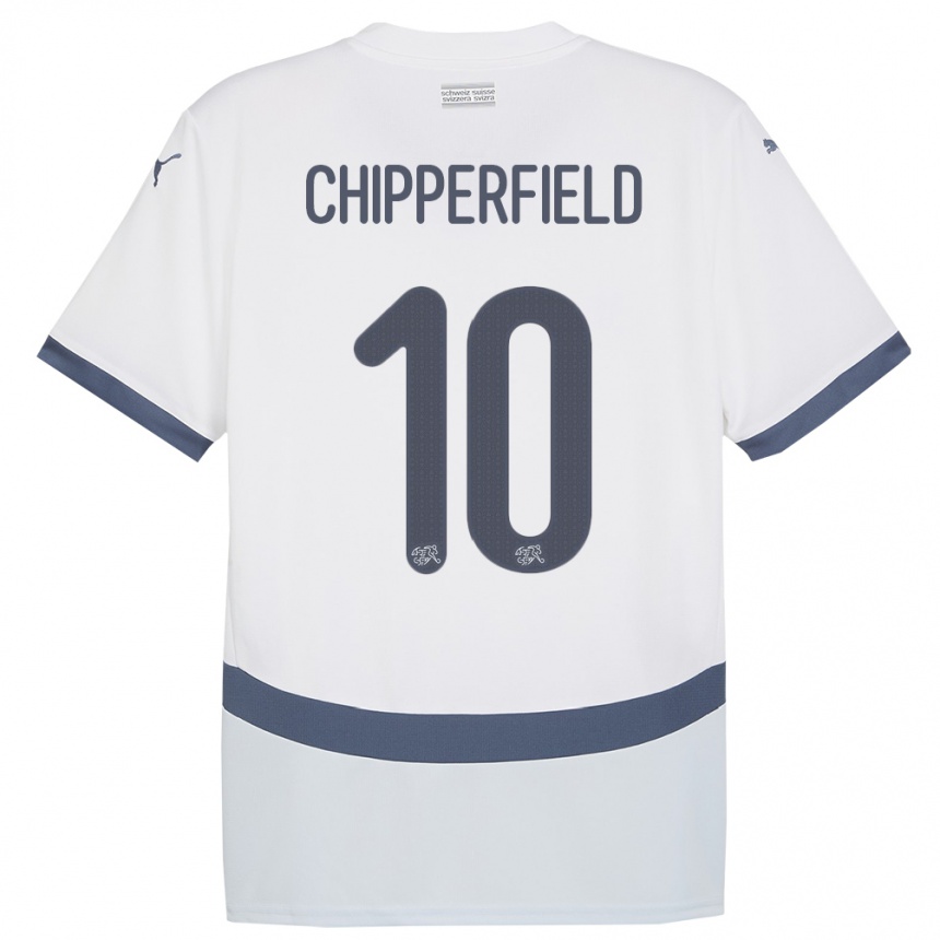 Women Football Switzerland Liam Chipperfield #10 White Away Jersey 24-26 T-Shirt Za