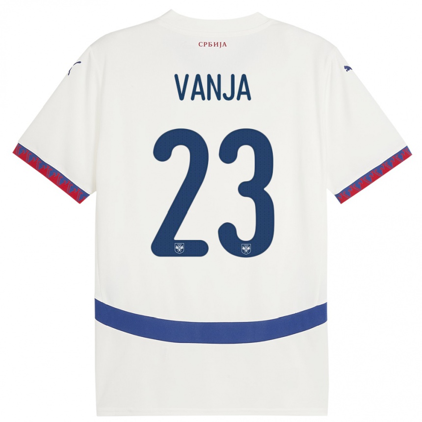 Women Football Serbia Vanja Milinkovic-Savic #23 White Away Jersey 24-26 T-Shirt Za