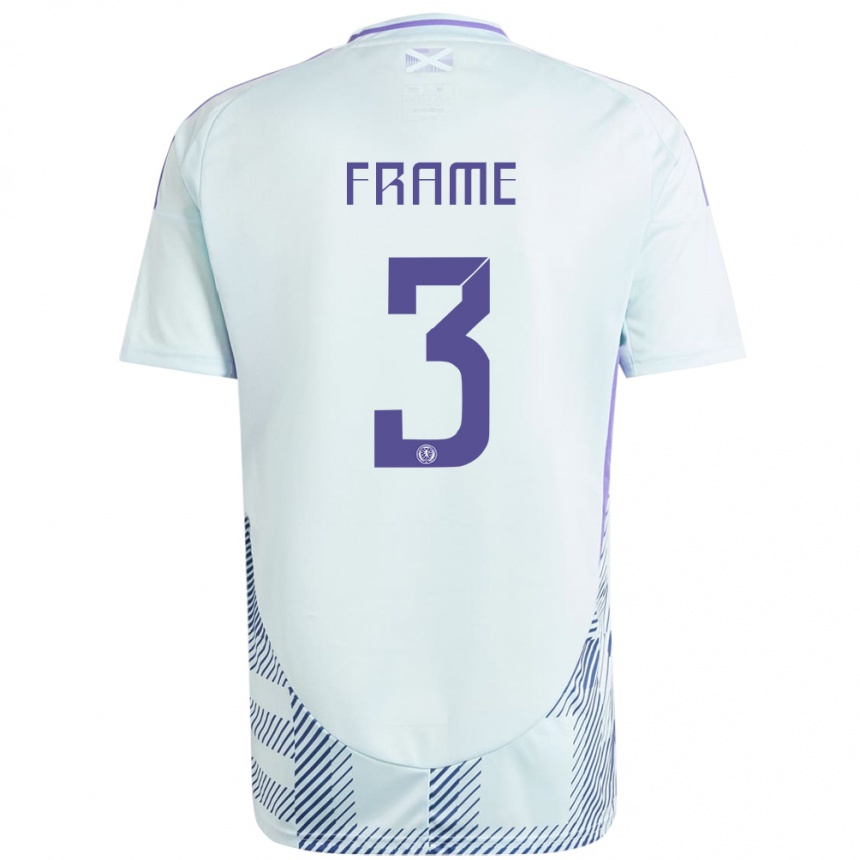 Women Football Scotland Mitchel Frame #3 Light Mint Blue Away Jersey 24-26 T-Shirt Za