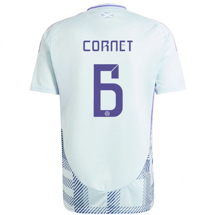 Women Football Scotland Chelsea Cornet #6 Light Mint Blue Away Jersey 24-26 T-Shirt Za