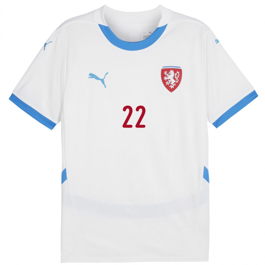 Women Football Czech Republic Daniel Tishler #22 White Away Jersey 24-26 T-Shirt Za