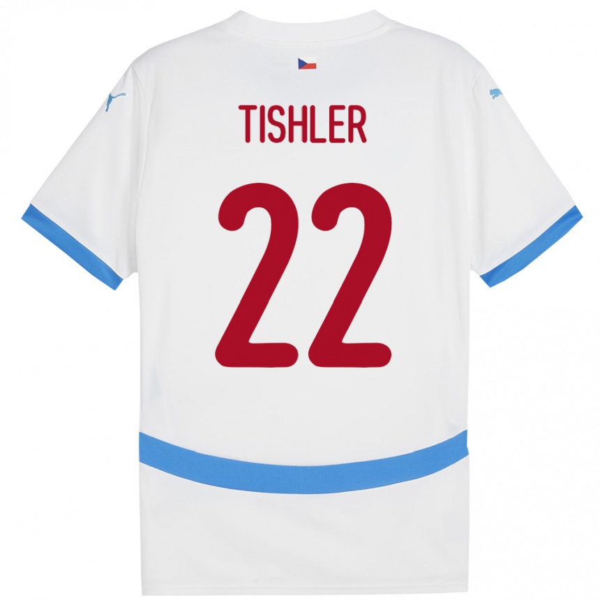 Women Football Czech Republic Daniel Tishler #22 White Away Jersey 24-26 T-Shirt Za