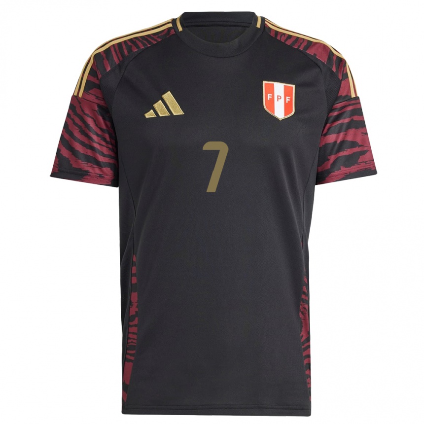 Women Football Peru Hiroshi Mejía #7 Black Away Jersey 24-26 T-Shirt Za