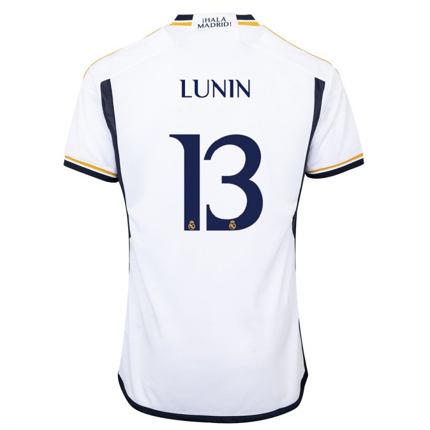 Kids Andriy Lunin #13 White Home Jersey 2023/24 T-Shirt Za