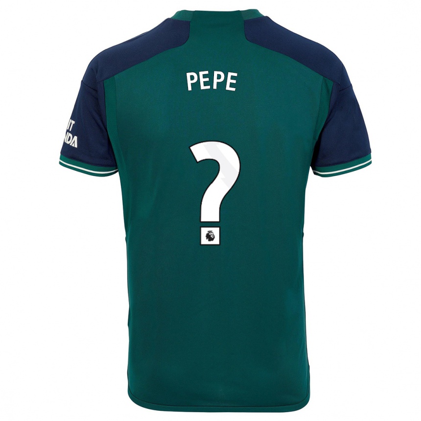 Kids  Nicolas Pepe #0 Green Third Jersey 2023/24 T-Shirt Za