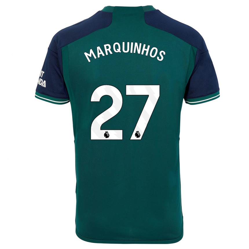 Kids  Marquinhos #27 Green Third Jersey 2023/24 T-Shirt Za