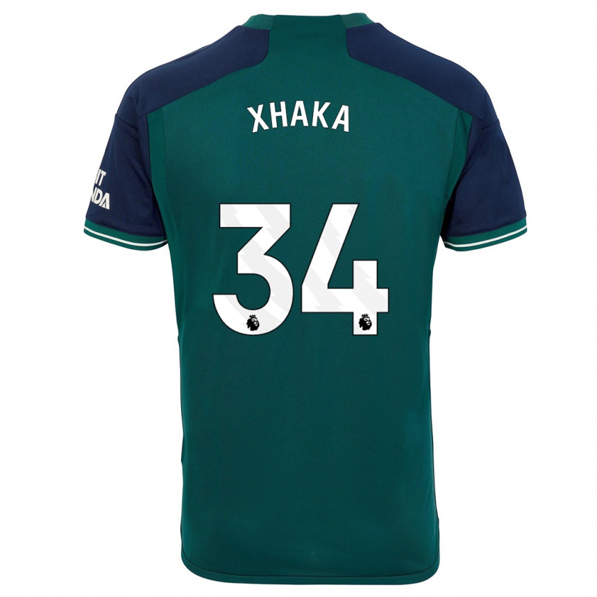 Kids  Granit Xhaka #34 Green Third Jersey 2023/24 T-Shirt Za