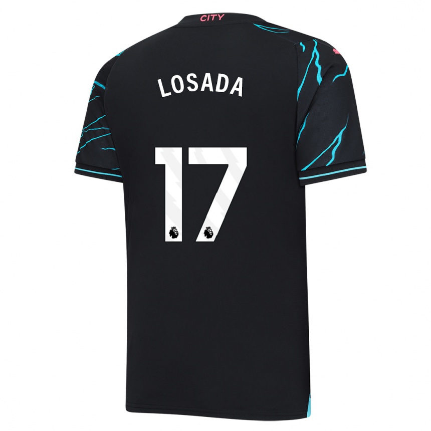 Kids  Vicky Losada #17 Dark Blue Third Jersey 2023/24 T-Shirt Za