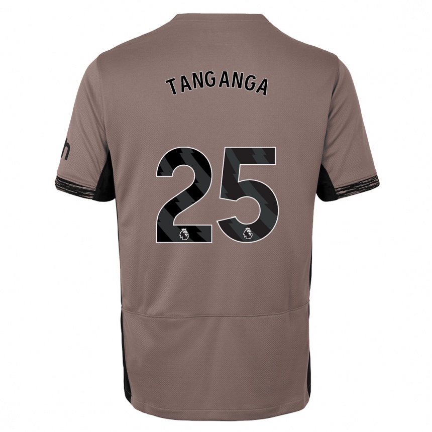 Kids  Japhet Tanganga #25 Dark Beige Third Jersey 2023/24 T-Shirt Za