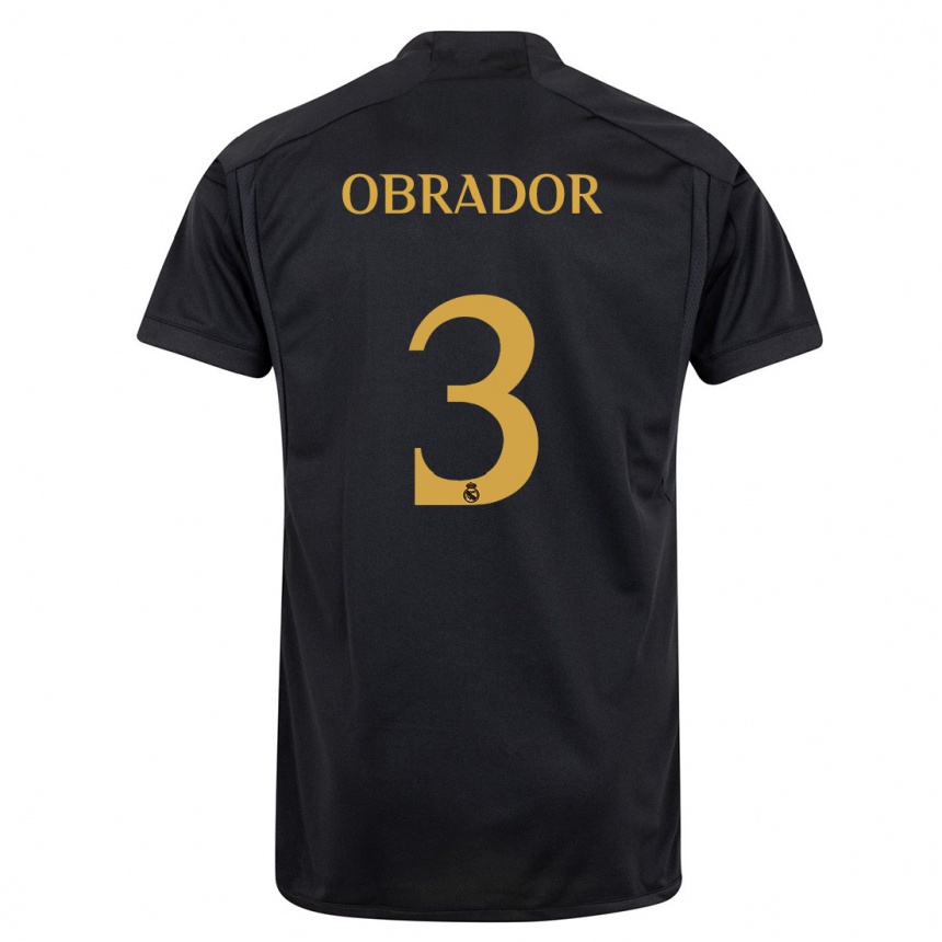 Kids  Rafel Obrador #3 Black Third Jersey 2023/24 T-Shirt Za