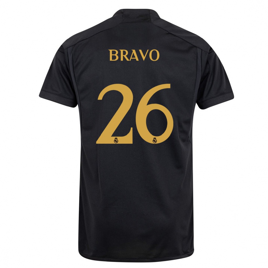 Kids  Iker Bravo #26 Black Third Jersey 2023/24 T-Shirt Za