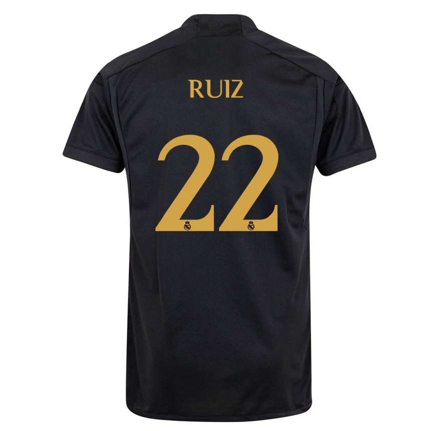 Kids  Ferran Ruiz #22 Black Third Jersey 2023/24 T-Shirt Za