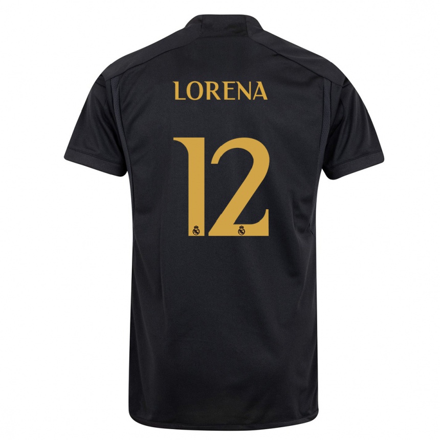 Kids  Lorena Navarro #12 Black Third Jersey 2023/24 T-Shirt Za