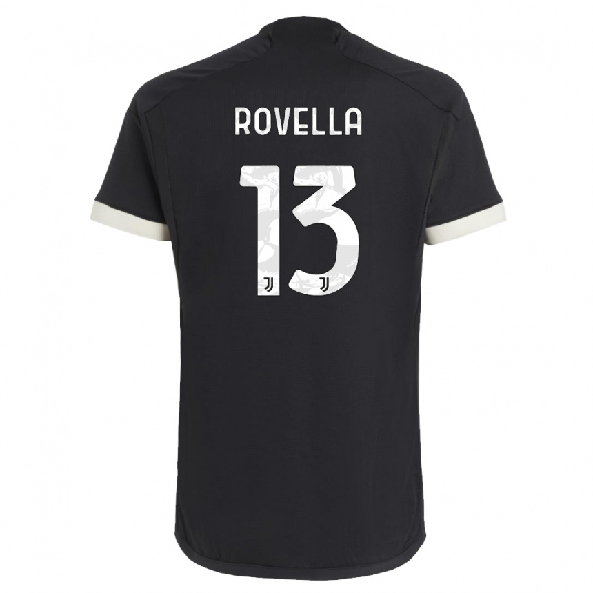 Kids  Nicolo Rovella #13 Black Third Jersey 2023/24 T-Shirt Za