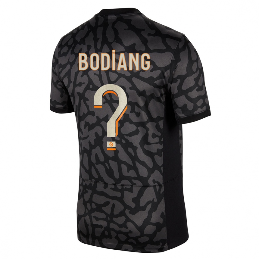 Kids  Moutanabi Bodiang #0 Black Third Jersey 2023/24 T-Shirt Za