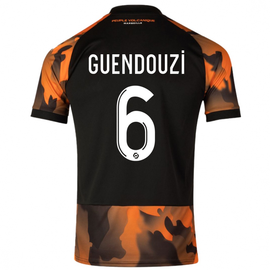 Kids  Matteo Guendouzi #6 Black Orange Third Jersey 2023/24 T-Shirt Za