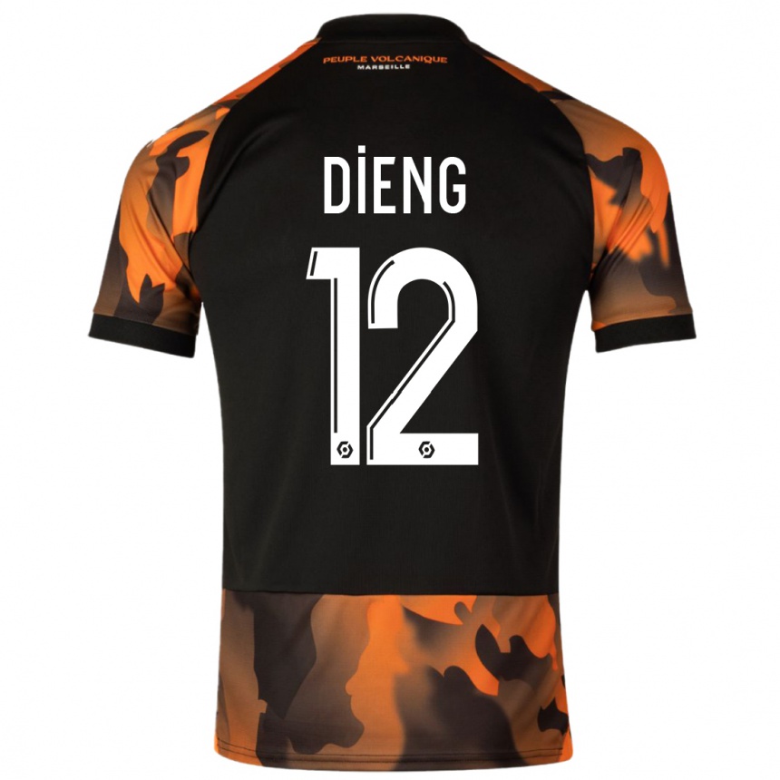 Kids  Bamba Dieng #12 Black Orange Third Jersey 2023/24 T-Shirt Za