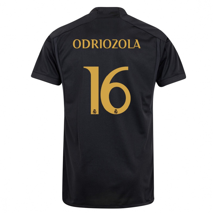 Women  Alvaro Odriozola #16 Black Third Jersey 2023/24 T-Shirt Za