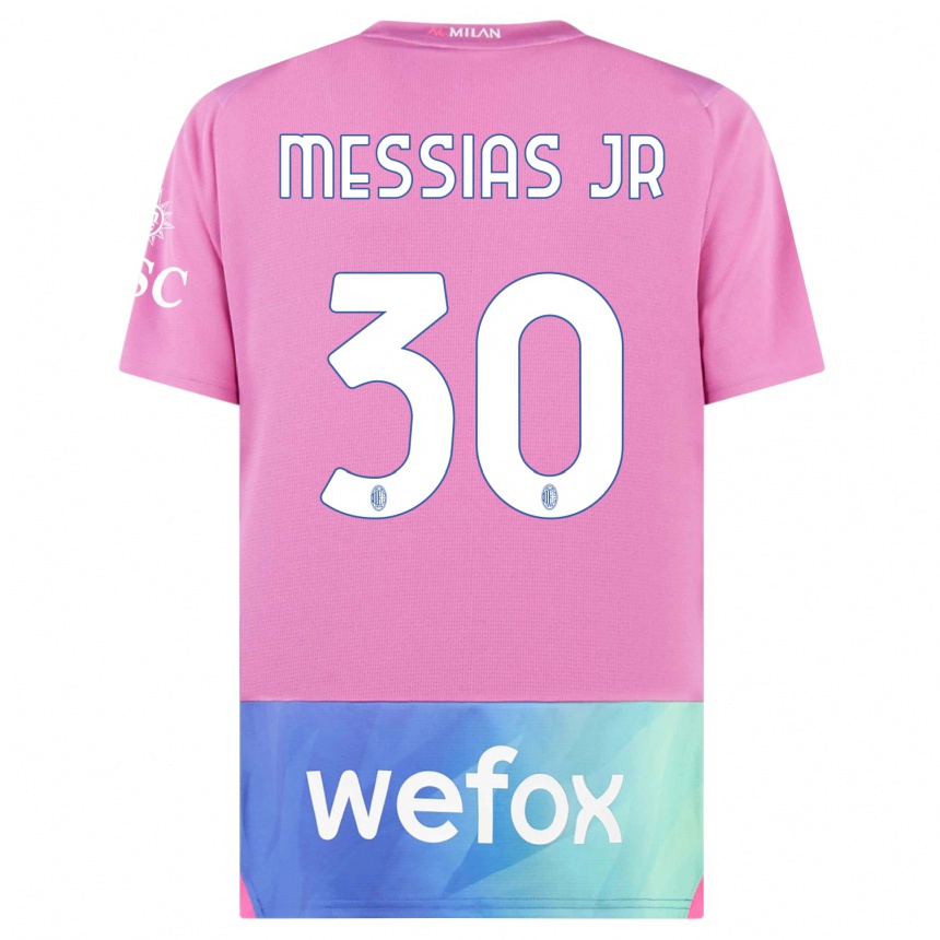 Women  Junior Messias #30 Pink Purple Third Jersey 2023/24 T-Shirt Za