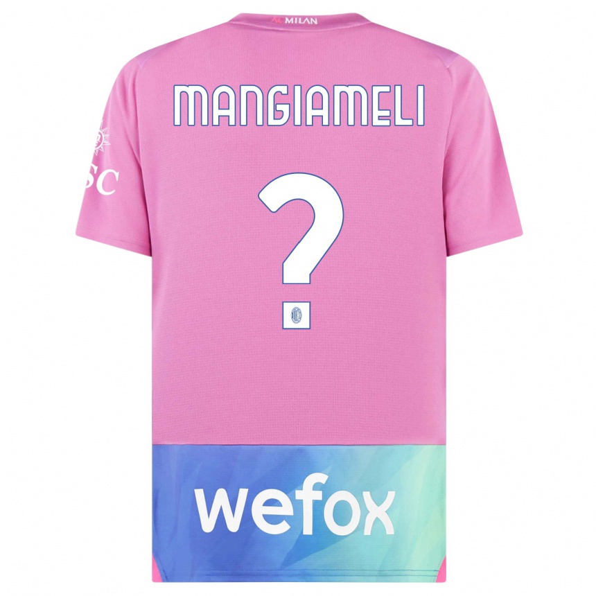 Women  Federico Mangiameli #0 Pink Purple Third Jersey 2023/24 T-Shirt Za