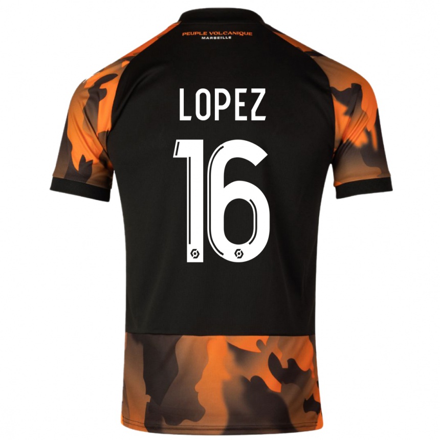 Women  Pau Lopez #16 Black Orange Third Jersey 2023/24 T-Shirt Za