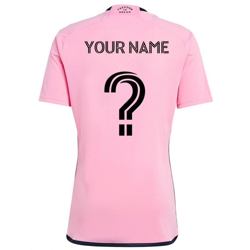 Kids Football Your Name #0 Pink Home Jersey 2024/25 T-Shirt Za