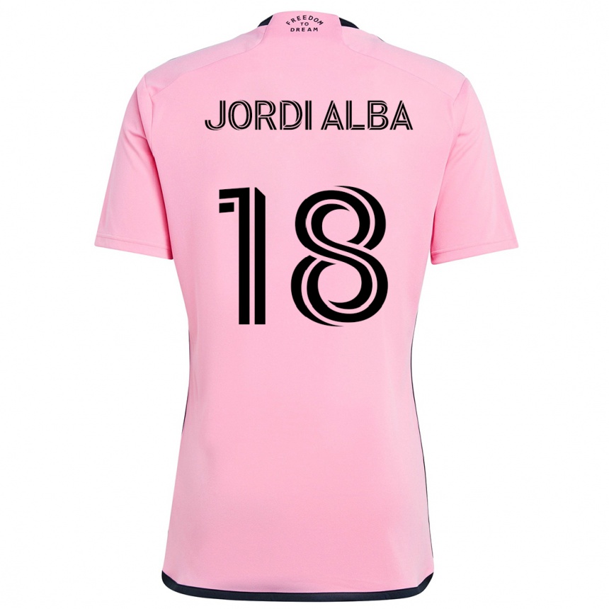 Kids Football Jordi Alba #18 Pink Home Jersey 2024/25 T-Shirt Za