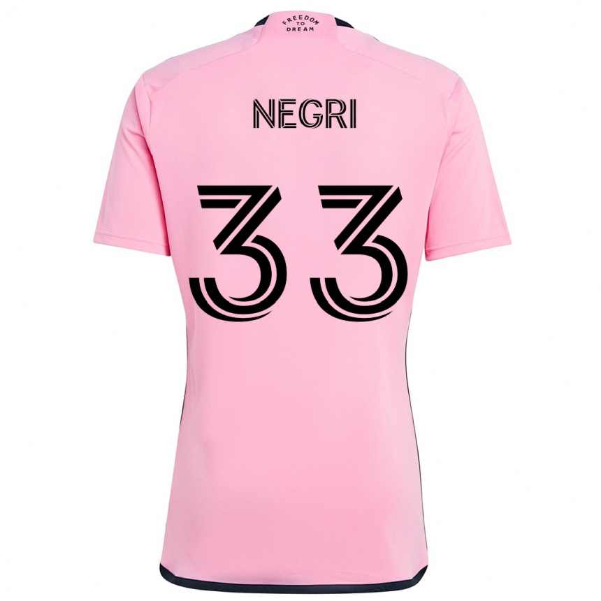 Kids Football Franco Negri #33 Pink Home Jersey 2024/25 T-Shirt Za