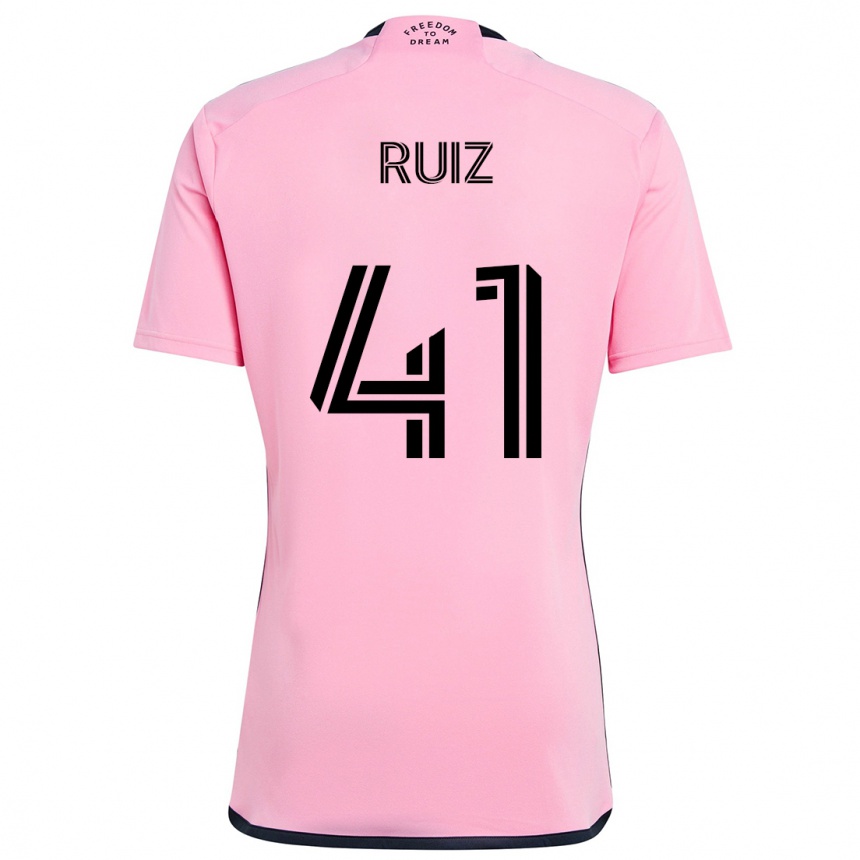 Kids Football David Ruíz #41 Pink Home Jersey 2024/25 T-Shirt Za