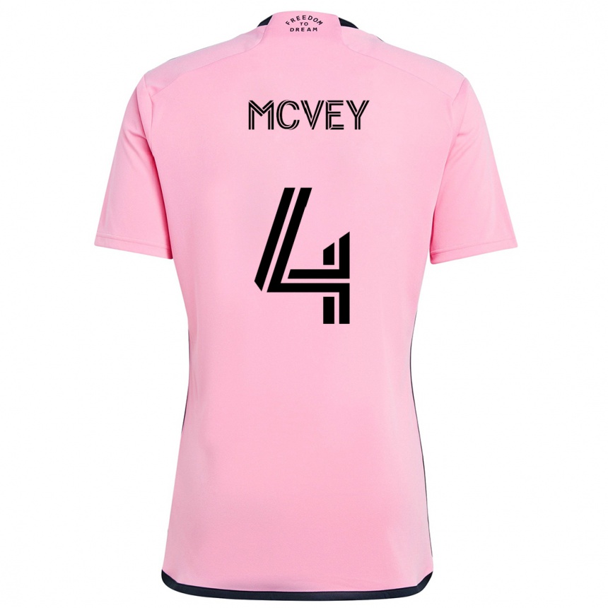 Kids Football Christopher Mcvey #4 Pink Home Jersey 2024/25 T-Shirt Za