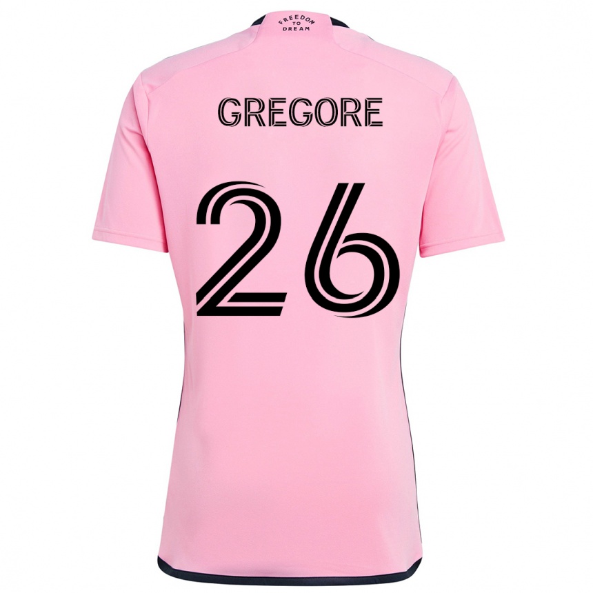 Kids Football Gregore #26 Pink Home Jersey 2024/25 T-Shirt Za