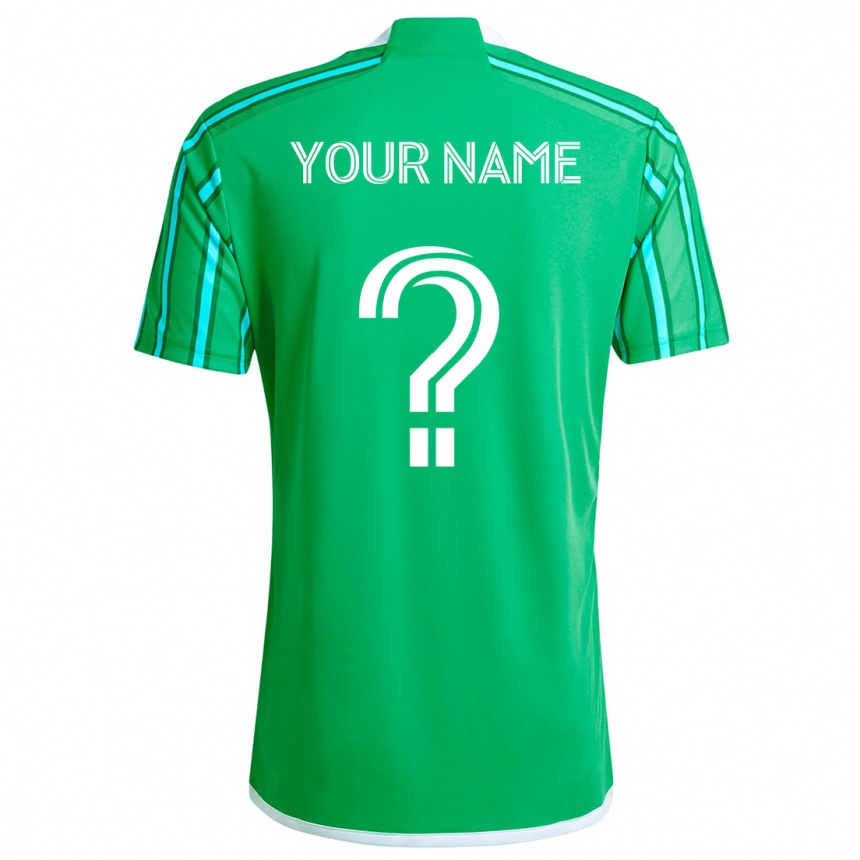 Kids Football Your Name #0 Green White Home Jersey 2024/25 T-Shirt Za