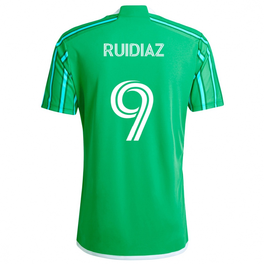 Kids Football Raúl Ruidíaz #9 Green White Home Jersey 2024/25 T-Shirt Za