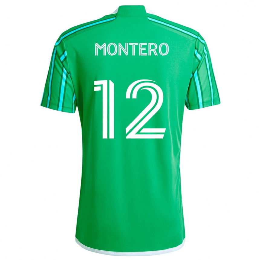 Kids Football Fredy Montero #12 Green White Home Jersey 2024/25 T-Shirt Za