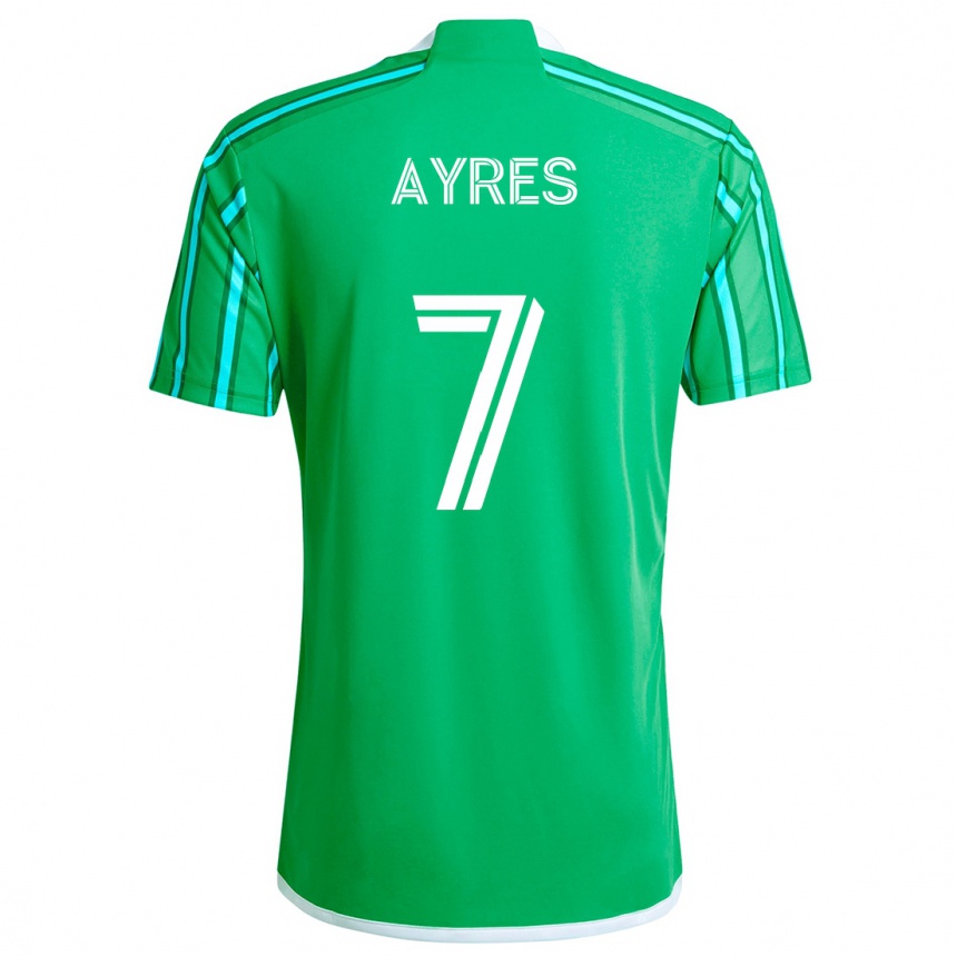 Kids Football Melina Ayres #7 Green White Home Jersey 2024/25 T-Shirt Za