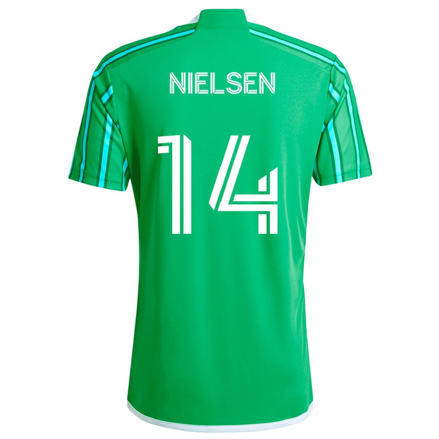 Kids Football Taylor Nielsen #14 Green White Home Jersey 2024/25 T-Shirt Za