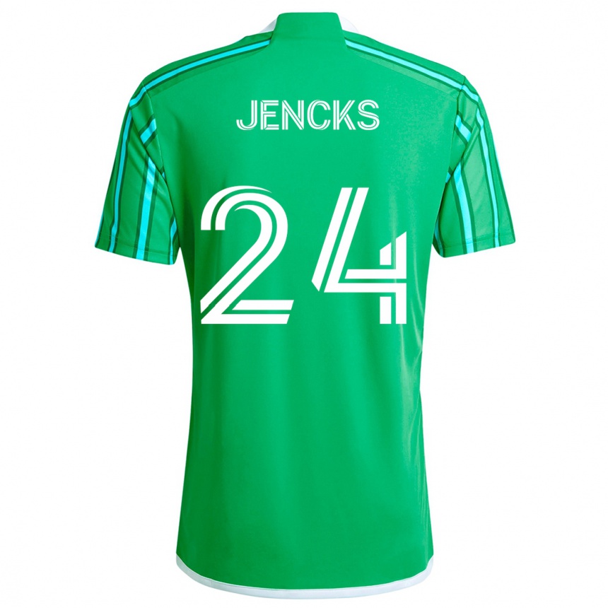 Kids Football India Jencks #24 Green White Home Jersey 2024/25 T-Shirt Za