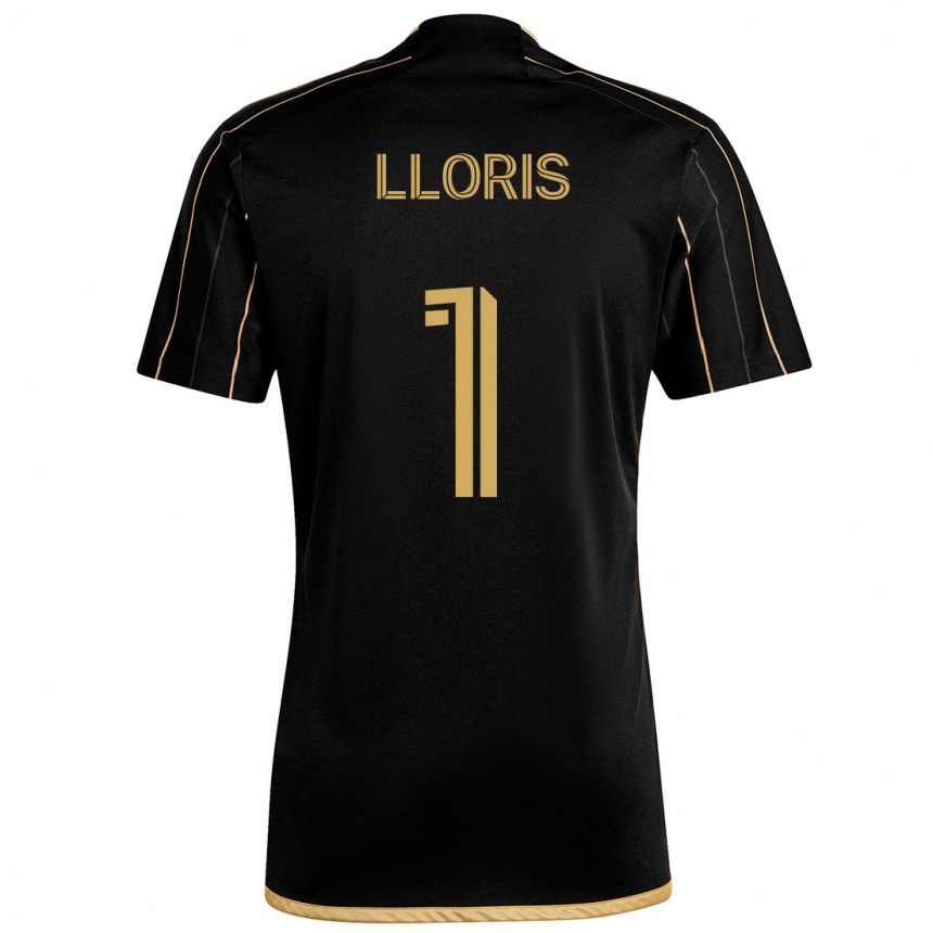 Kids Football Hugo Lloris #1 Black Gold Home Jersey 2024/25 T-Shirt Za