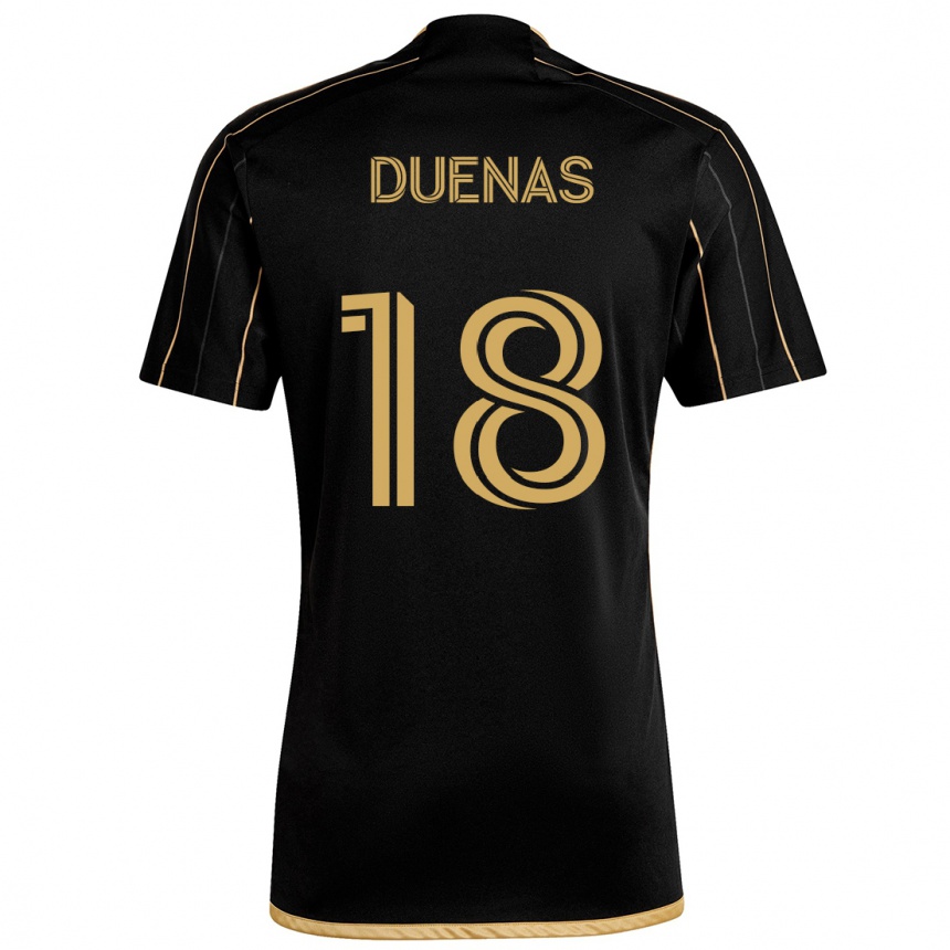 Kids Football Érik Dueñas #18 Black Gold Home Jersey 2024/25 T-Shirt Za